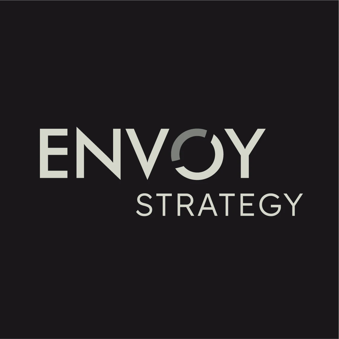 The logo in off-white, centred on a square charcoal background.